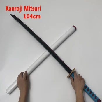 104cm Kimetsu nem Yaiba Kard, Fegyver Démon Vadász Kanroji Mitsuri Cosplay Kard 1:1 Anime Ninja Kés PU játék