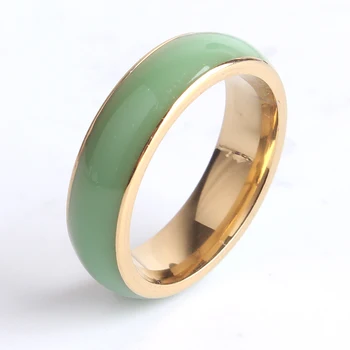 6mm arany színe zöld kerámia 316L Rozsdamentes Acél gyűrűk ujját a nők, férfiak, nagykereskedelmi