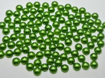 1000 Sötét Zöld Fél Gyöngy Gyöngy 6mm Sík Vissza Kerek Drágaköveket Scrapbook Kézműves