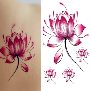 Lótusz Virág Tetoválás Matricák Ideiglenes Body Art Vízálló Női Tetoválás Hölgy Vízálló Matricák