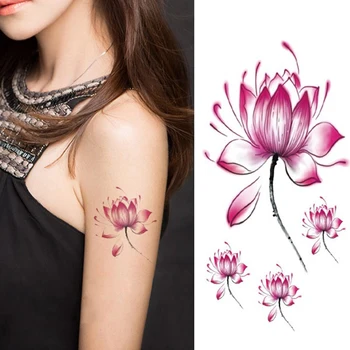 Lótusz Virág Tetoválás Matricák Ideiglenes Body Art Vízálló Női Tetoválás Hölgy Vízálló Matricák 1