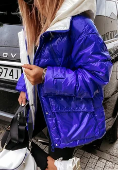Kabát Női Kapucnis Meleg Kabát, Hosszú Ujjú egyszínű Outwear Alkalmi Cipzár divat Streetwear Könnyű Parka Kabát 1