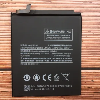Eredeti 3080mAh BN31 Akkumulátor Xiaomi Redmi S2 Y2 Akkumulátor