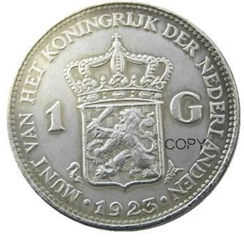 Hollandia,1923 1 Guldent Wilhelmina Én Ezüst Bevonatú Másolás Dekoratív Érme