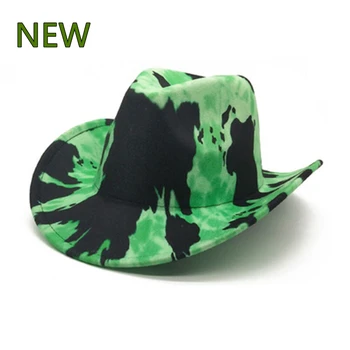 Fény testület cowboy kalap női fedora kalap fekete zöld jazz kalap férfi szabadtéri lovagló kalap divat western cowboy gyapjú kalap