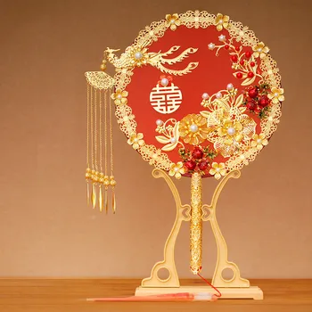 Klasszikus Kínai Esküvői Dekorációs Rajongók Menyasszony Fotózás, Esküvői Díszek Menyasszony Kézi Rajongók Lakberendezés Kézműves 4