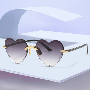 A nők Keret nélküli Napszemüveg Divat Szív alakú Nap Szemüveg Hallja Vintage Aranyos 90-es évek Gradiens Árnyalatok Szemüveg UV400
