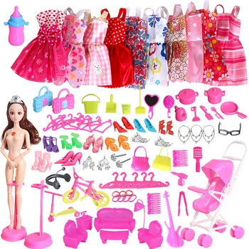 10db öltöztetős Baba Colths Cipő Tartozékok Készlet, Barbie Dol Legjobb Ajándék Lány