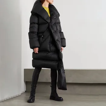 Évjárat Harajuku Új Téli Fehér Kacsa Kabát Női Hosszú, Laza Plus Size Vastag Kapucnis Meleg Liba Kabát Kenyér Puffer Kabátok