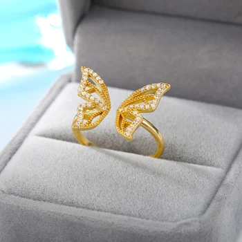 Régi Bohém Kristály Pillangó Gyűrű A Nők Cirkon Pillangó Csülök Ujj Gyűrű Esküvői Buli Pár Gyűrű, Ékszerek, Ajándékok