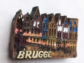 Gyanta 3D Belgiumi Brugge Hűtő Mágnes, Hűtő Mágnes, Ajándéktárgyak, lakberendezés
