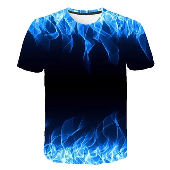 Gyermek Ruházat Kék Láng T-shirt Fiúk 3D Nyomtatás póló, Gyerek Alkalmi Felső Camiseta Streetwear Rövid Ujjú Gyerek póló
