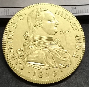1819 Kolumbia 8 Escudos - Fernando VII Arany Érme Másolata