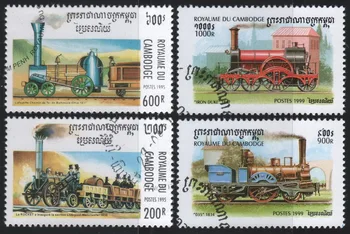 4db/Készlet Kambodzsa Posta Bélyeget 1999 Vonatok Használt Post Megjelölt Postai Bélyegek Gyűjtése