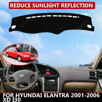 Szőnyeg Dash szőnyeg Hyundai Elantra 2001-2006 XD I30 Auto Műszerfal Bársony Borító Fekete blokkok por csökkenti a zajt, autó tartozékok