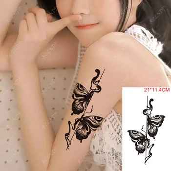 Vízálló Ideiglenes Tetoválás Matricák Rose Nap Virága Pillangós Body Art Karját, Lábát Hamis Tatto Flash Tetoválás a Nők, Férfiak 3