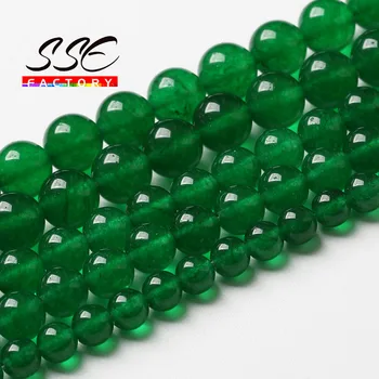 Természetes Zöld Gebék Gyöngyök Tajvan Zöld Gebék Kör Laza Kő, Gyöngy Ékszerek Készítése DIY Karkötő, Nyaklánc 4 6 8 10 12 MM 15