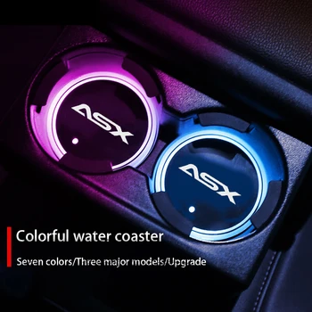 Világító Autós Víz Csésze Alátét Jogosultja 7 Színes, USB Töltő Autós Led Hangulat Fény Mitsubishi ASX Auto Tartozékok