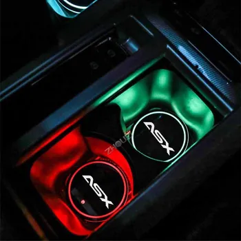 Világító Autós Víz Csésze Alátét Jogosultja 7 Színes, USB Töltő Autós Led Hangulat Fény Mitsubishi ASX Auto Tartozékok 1
