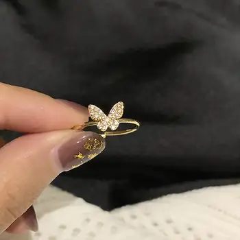 Egyszerű, Egyetlen Pillangó Nyílt Gyűrűk Nők Koreai Stílus 2021 Új Divat Ékszer Állítható Gyűrű