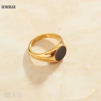 SOMMAR Meleg eladási Arany Vermeil méret 6 7 8 Férfi, mind a Női női gyűrű Eltúlzott fekete csöpögő olaj ára euróban diy