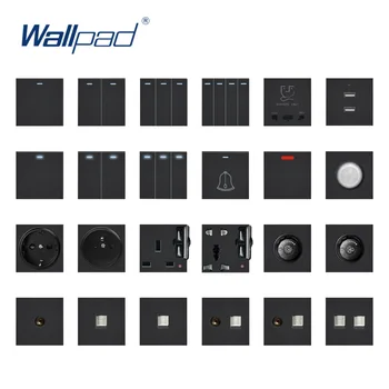 Wallpad Fekete Fali Kapcsoló Fali Csatlakozóaljzatba Műanyag Elektromos hálózathoz Funkció Gombot Csak DIY Ingyenes Kombináció 52*52 mm-es