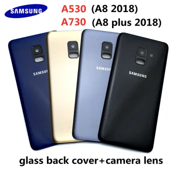 Samsung Galaxy A8 2018 A530 A8+ A8 plusz A730 Akkumulátor Fedél Hátsó Ajtó Hátsó Üveg Lakások Esetében+Ragasztó(A530 A730 Összes verzió
