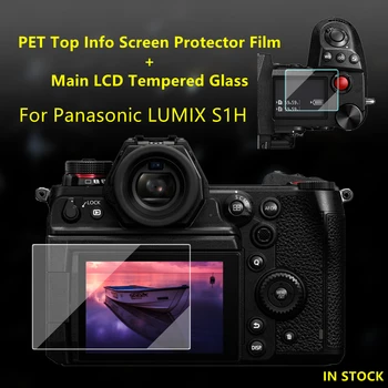 a Panasonic LUMIX S1H Kamera Edzett Üveg Védő öntapadó Üveg Fő LCD Kijelző + Film Info Képernyő Védő Fedél