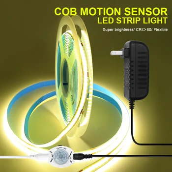 COB LED Szalag Lámpa DC12V Mozgásérzékelő Lineáris Fények, Nagy Sűrűségű Rugalmas COB LED Szalag FOB Cuttable Meleg Természet hideg Fehér