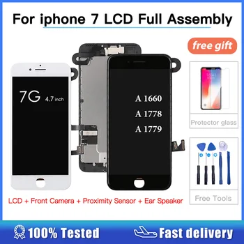 LCD Kijelző Az iPhone 7 A1662 A1778 A1779 érintőképernyő Digitalizáló Teljes Készlet Szerelési Csere +Elülső Kamera+Érzékelő+fülhallgató Hangszóró 0