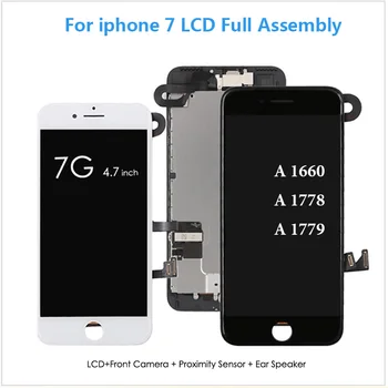 LCD Kijelző Az iPhone 7 A1662 A1778 A1779 érintőképernyő Digitalizáló Teljes Készlet Szerelési Csere +Elülső Kamera+Érzékelő+fülhallgató Hangszóró 5