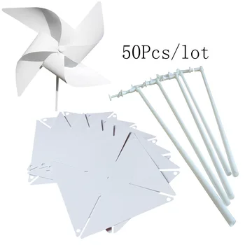 50Pcs/sok Új DIY műanyag fehér szélmalom óvoda a gyermekek játék szélmalom
