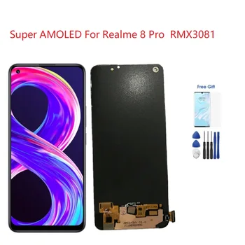 6.4 hüvelykes Super AMOLED A Realme 8 Pro Lcd Realme 8 Pro Kijelző RMX3081 LCD Kijelző Digitalizáló Az OPPO Realme8 Pro Lcd