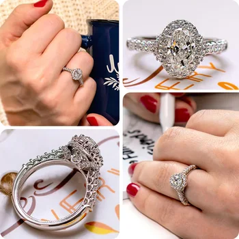 Legújabb Friss Classic mikro-berakásos cirkónium ovális női esküvői gyűrűt, medált a nők Kő Nagy Modern Gyűrűk Egyszerű Design