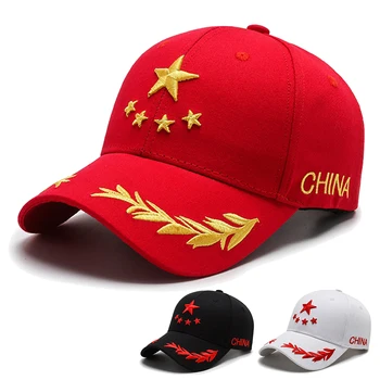 Vörös Csillag 3D Hímzés Kínai Férfi Baseball Sapka Női Nyári Sapkák Snapback Sapka Pamut Retro Sapka Férfi Strand Fejdísz