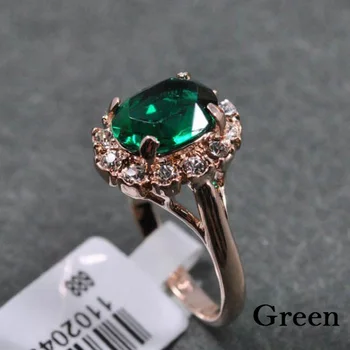Új Márka Zöld Kristály Nagy Gyűrűk Női Arany Színű Gyűrű Divat Ékszerek Nikkel kiváló minőségű Ujj Gyűrű Ingyenes szállítás 0