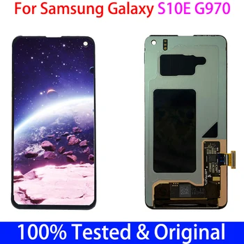 Super Amoled S10E Samsung galaxy S10-E G970 Lcd Kijelző érintőképernyő Digitalizáló Szerelvény Keret csere teszt G9700 G970FD