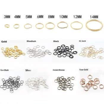3-16 mm Fém Ugrás Gyűrűk, Arany, Ezüst Színű Link Osztott Gyűrű Csatlakozók Ékszerek Készítése Megtalálni Diy Tartozékok