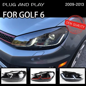 Fej Lámpa VW Golf6 MK6 2009-2013 golf 6 Fényszórók, Ködlámpa Nappali Világítás DRL H7 LED Bi Xenon Izzó Autó Tartozékok