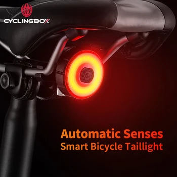 CyclingBOX Okos Kerékpár hátsó Lámpa Automatikus Érzékek Fék Vízálló USB Újratölthető LED-es hátsó Lámpa, Plusz Kerékpár Kiegészítők