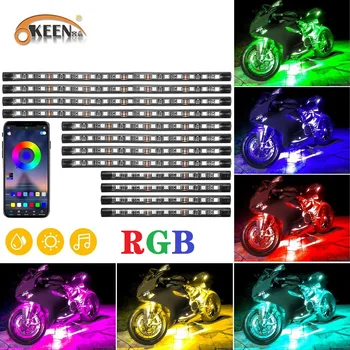 OKEEN Új RGB Motorkerékpár Underglow LED Szalag Fény APP Ellenőrzési Music Sync LED Motorkerékpárok 12V Hangulat Lámpa