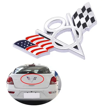JEAZEA 1DB Autó Fém V8-as USA-ban az Amerikai Zászló, Kulcstartó, kulcstartó Távvezérlő Tartozék Matrica Ford Chevrolet Autó Stílus