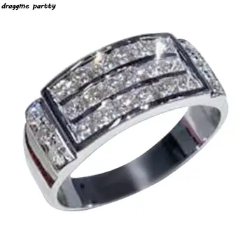 Luxus Három sorban Cirkon Gyűrű Fényes CZ Kő Egyszerű a Nők Varázsa Elegáns Menyasszonyi Esküvői Gyűrűk Parti Ékszer