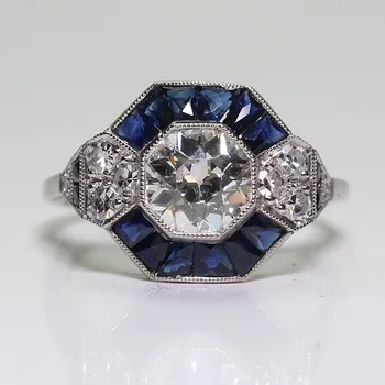 Milangirl Klasszikus Kék/Fehér Cirkon Strassz Gyűrű Női Kiegészítők Évforduló Eljegyzési Gyűrű, Ajándék, Veterán Női Gyűrű